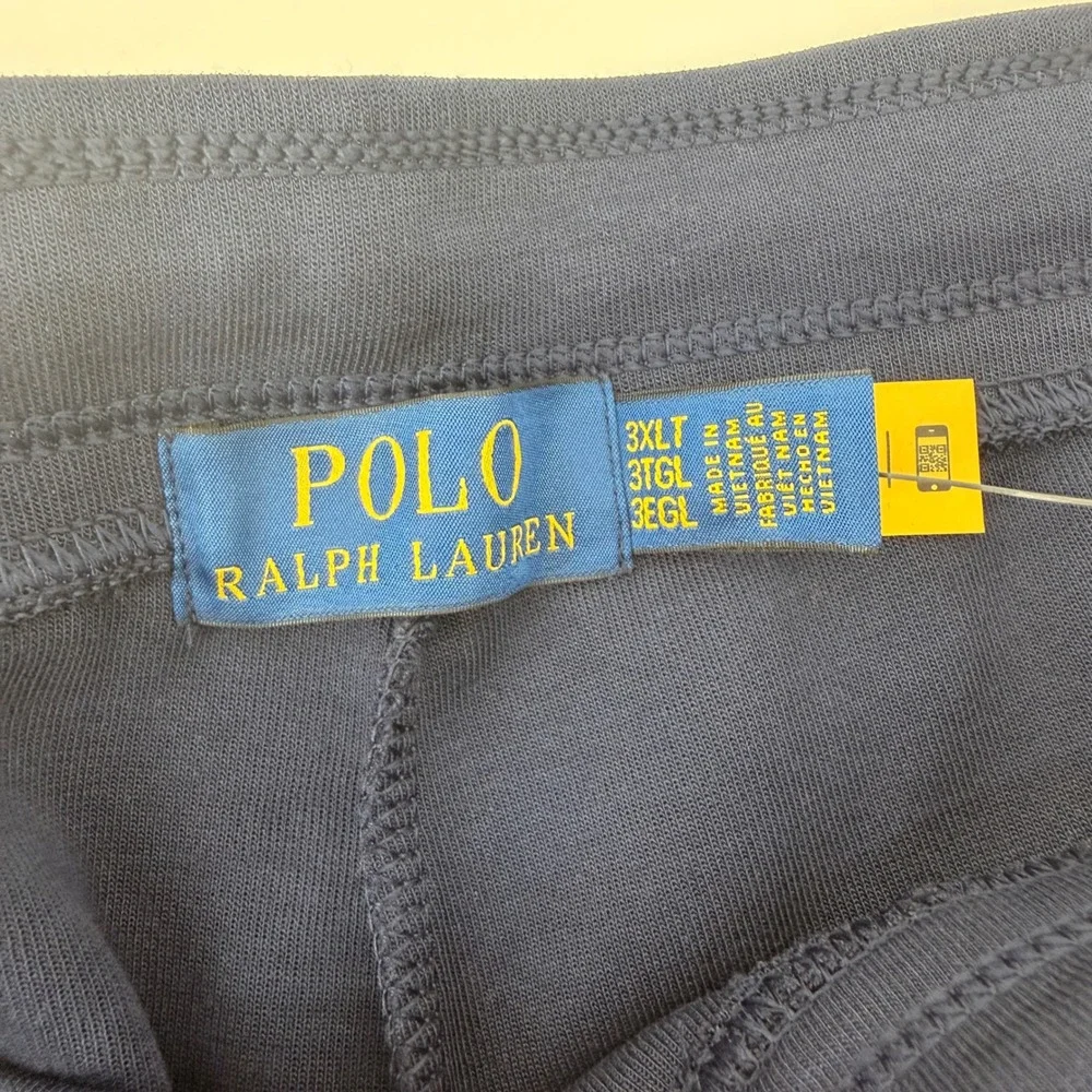 Polo Ralph Lauren Knit Shorts Mens 3XLT Navy Blue Script Logo Drawstring NEW